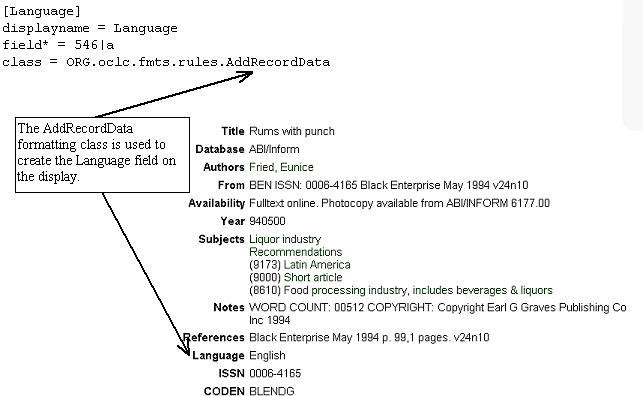 Formatting class in a rule specification