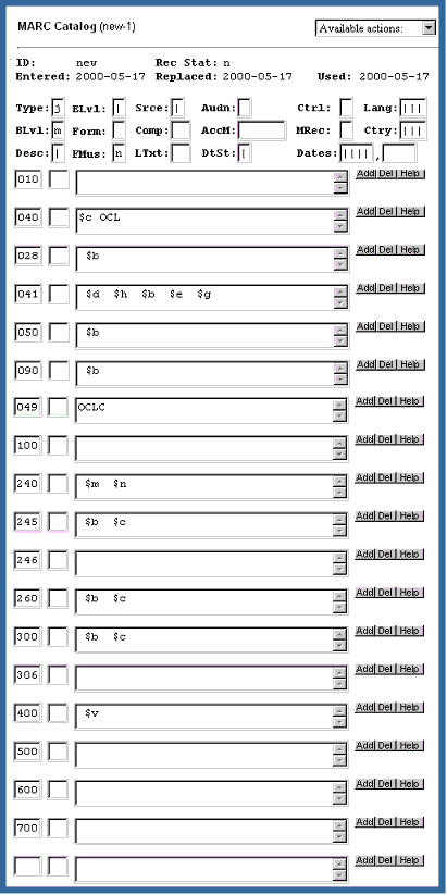 MARC Catalog workform
