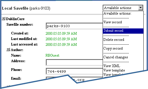 Submit record option