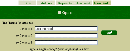 Term Finder - user interface - III