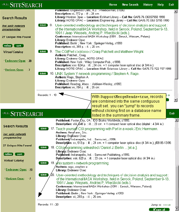 Combined result set  with SupportMergeReads=true in ZBase.ini