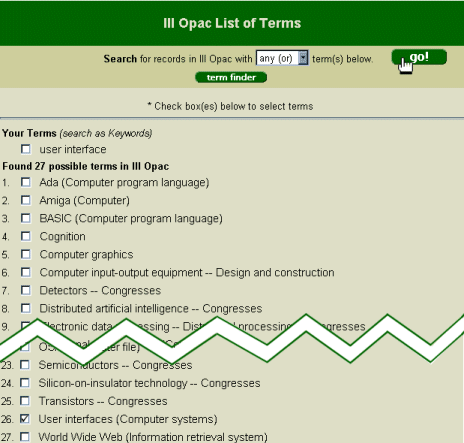 Term List - user interface - III